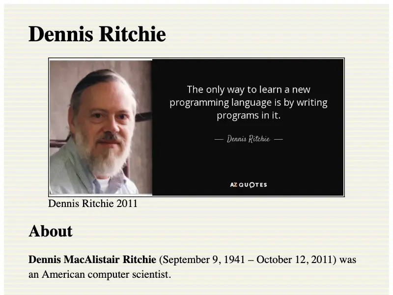 Review of Dennis Ritchie tribute page